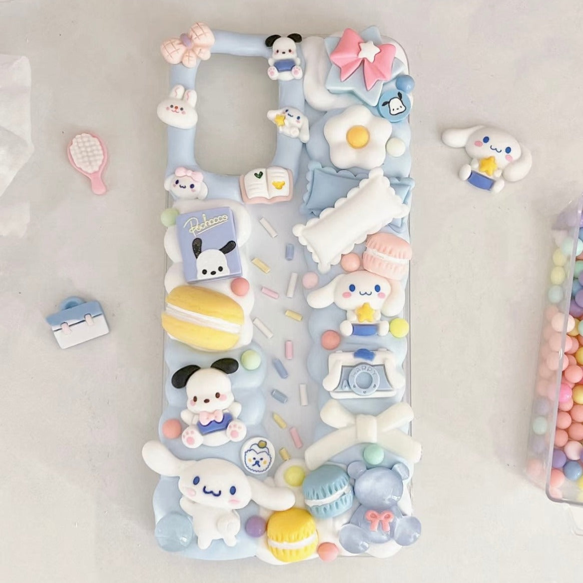 Sanrio Cinnamoroll Pochacco DIY Decoden Phone Case | Handmade Custom Cream Glue Phone Cover | Available For All Phones