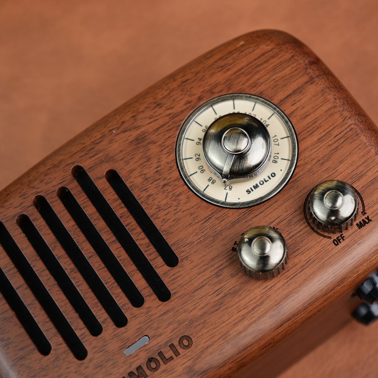 SIMOLIO Vintage Retro Bluetooth Speakers with Stereo HD Sound, Nature Black Walnut Wooden Speaker (JH-762S)