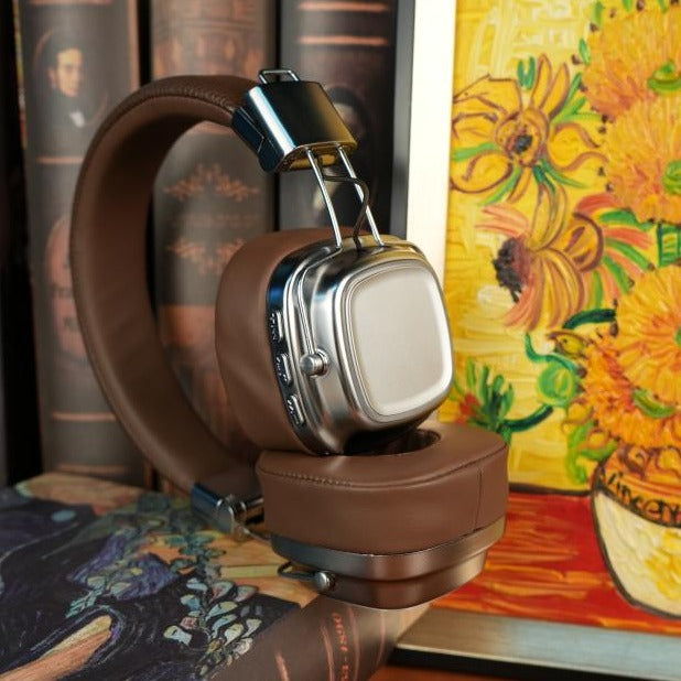 Wireless Retro Headphones, Noise Isolation, Fast Charging, Throwback 80s 90s Design | Brown