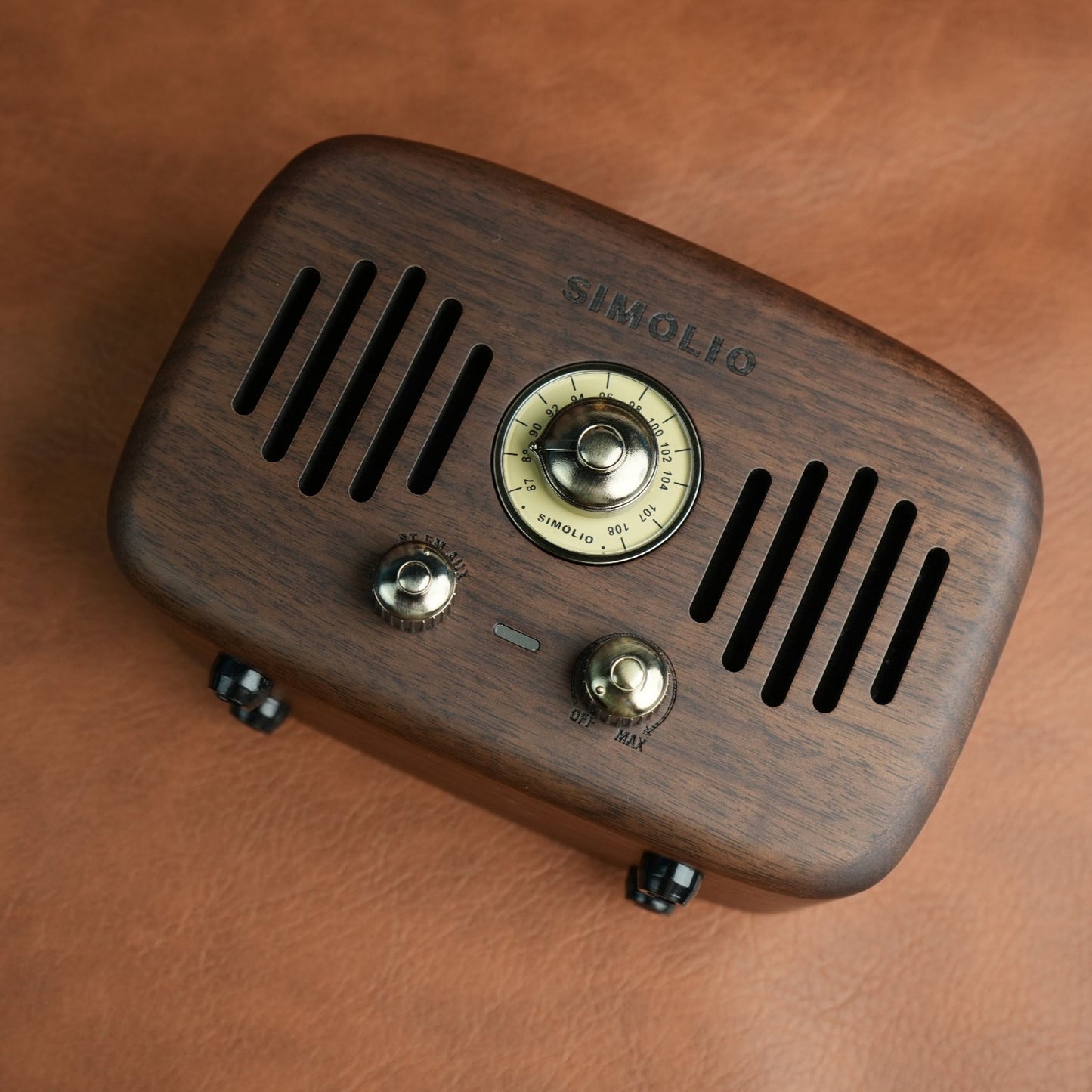 SIMOLIO Vintage Retro Bluetooth Speakers with Loud HD Sound, Nature Black Walnut Wooden Speaker (JH-761M)