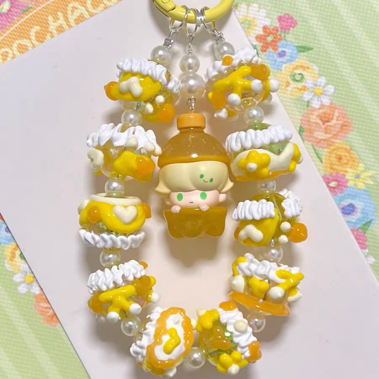 Yellow Dimoo Bubble Mart - Painted Beads Pendant | Available KeyChain, PhoneChain, BagChain