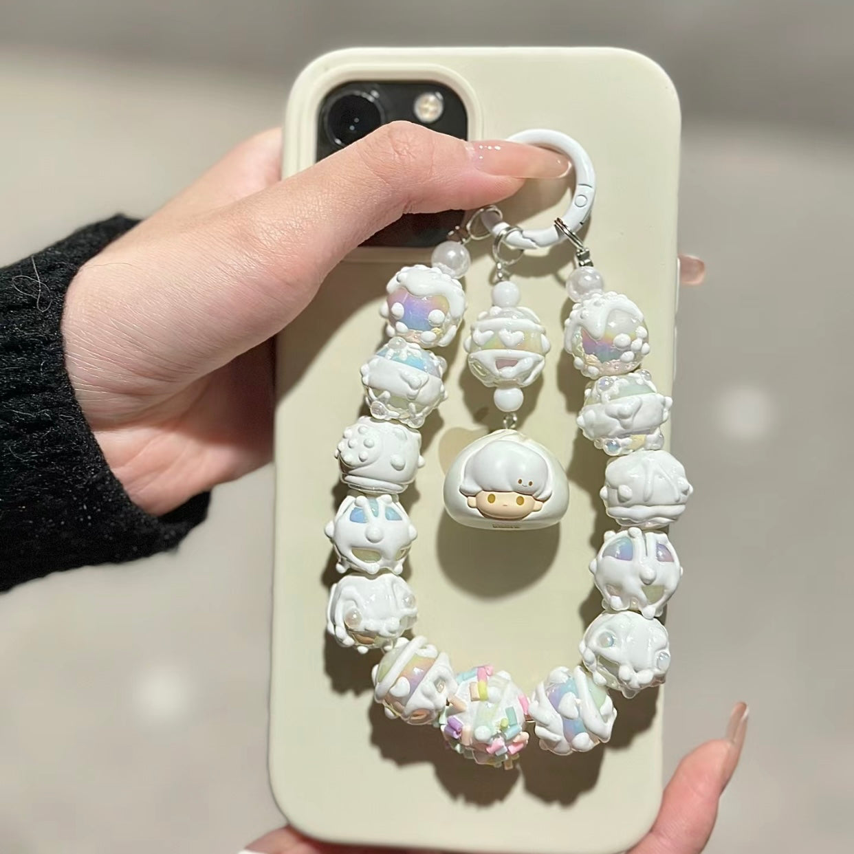 White Dimoo Bubble Mart - Painted Beads Pendant | Available KeyChain, PhoneChain, BagChain